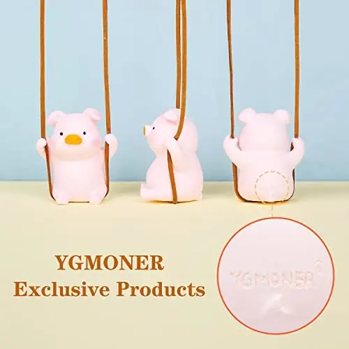 YGMONER Super Cute Swinging Pig Car Mirror Hanging Ornament Car Interior Accessories (Pig) - 4