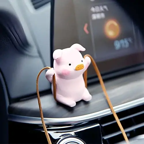 YGMONER Super Cute Swinging Pig Car Mirror Hanging Ornament Car Interior Accessories (Pig) - 6