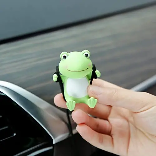 YGMONER Cute Swinging Frog Car Rear View Mirror Hanging Accessories Funny Car Interior Decor Gifts for Women Men (Frog) - 2