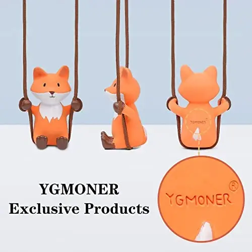 YGMONER Cute Swinging Fox Car Rear View Mirror Hanging Accessories Funny Car Interior Decor Gifts for Women Men (Fox) - 4