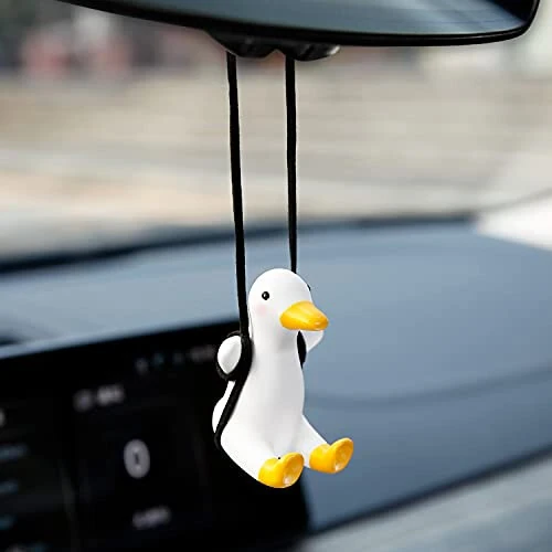 YGMONER Super Cute Swinging Duck Car Mirror Hanging Ornament Car Interior Accessories (Duck), o'ng'a - 1