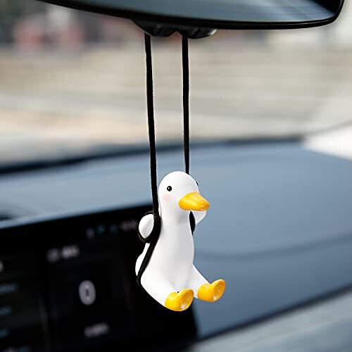YGMONER Super Cute Swinging Duck Car Mirror Hanging Ornament Car Interior Accessories (Duck), right - 1