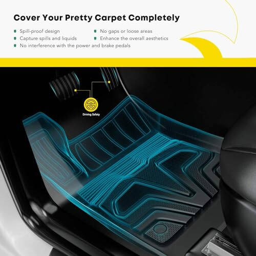 YHTAUTO Automotive All Weather Floor Mats Compatible with Lexus LX570 2013-2020, Toyota Land Cruiser 2013-2021, Car Mats Custom Fit TPE Floor Liners Front & Back Seat, Black, Set of 3 - 9