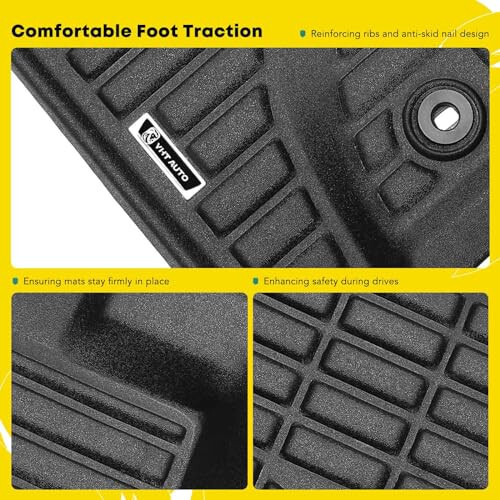 YHTAUTO Automotive All Weather Floor Mats Compatible with Lexus LX570 2013-2020, Toyota Land Cruiser 2013-2021, Car Mats Custom Fit TPE Floor Liners Front & Back Seat, Black, Set of 3 - 10