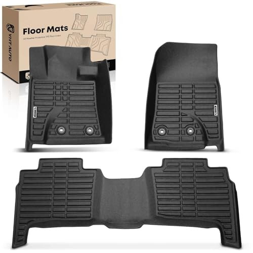 YHTAUTO Automotive All Weather Floor Mats Compatible with Lexus LX570 2013-2020, Toyota Land Cruiser 2013-2021, Car Mats Custom Fit TPE Floor Liners Front & Back Seat, Black, Set of 3 - 11