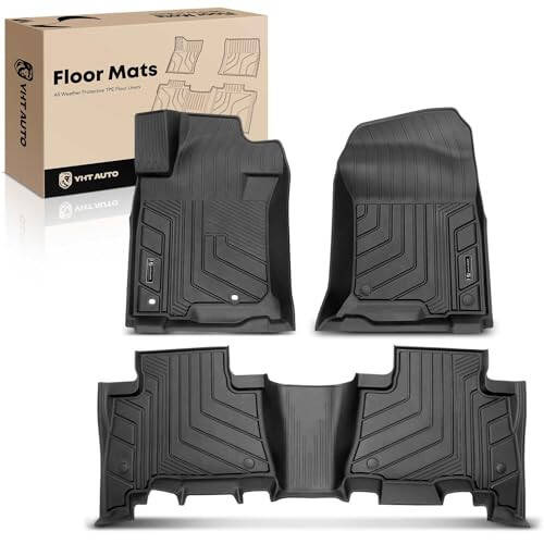 YHTAUTO Floor Mats Compatible with Lexus GX460 2010-2018, Toyota Land Cruiser Prado J150 2010-2020, All Weather TPE Car Mats, Custom Fit Black Front & Rear Full Set Floor Liner, Set of 3 - 1