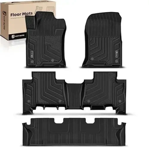 YHTAUTO Floor Mats Fit Lexus GX460 2010-2018, Toyota Land Cruiser Prado J150 2010-2020, TPE All Weather Car Mats Waterproof Anti-Slip Odorless Floor Liner, Front & 2nd Row Liner Set of 4 - 1