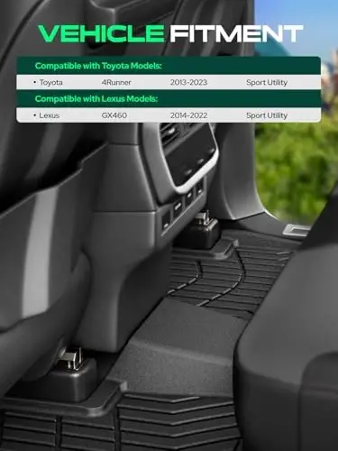 YHTAUTO Floor Mats Fit Lexus GX460 2010-2018, Toyota Land Cruiser Prado J150 2010-2020, TPE All Weather Car Mats Waterproof Anti-Slip Odorless Floor Liner, Front & 2nd Row Liner Set of 4 - 3
