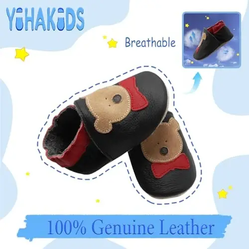 YIHAKIDS Baby First Walking Shoes Genuine Leather Baby Moccasins Soft Sole Slippers Crib Shoes Anti-Slip Booties for Boys Girls Infant Toddler - YIHAKIDS (1)