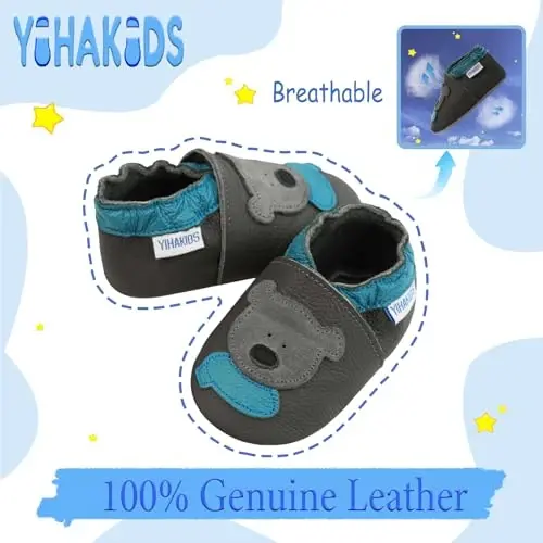 YIHAKIDS Baby First Walking Shoes Genuine Leather Baby Moccasins Soft Sole Slippers Crib Shoes Anti-Slip Booties for Boys Girls Infant Toddler - YIHAKIDS (1)