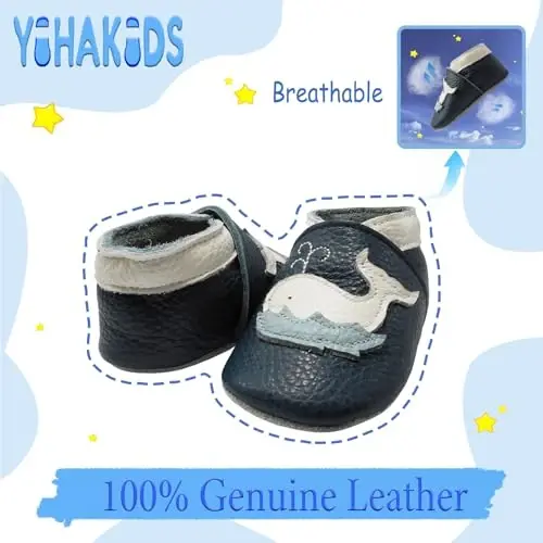 YIHAKIDS Baby First Walking Shoes Genuine Leather Baby Moccasins Soft Sole Slippers Crib Shoes Anti-Slip Booties for Boys Girls Infant Toddler - YIHAKIDS (1)