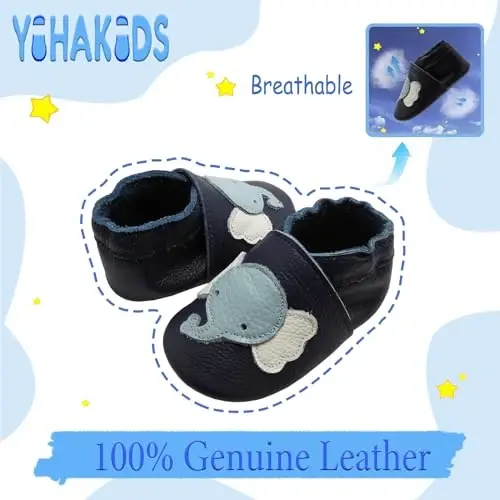 YIHAKIDS Baby First Walking Shoes Genuine Leather Baby Moccasins Soft Sole Slippers Crib Shoes Anti-Slip Booties for Boys Girls Infant Toddler - YIHAKIDS (1)