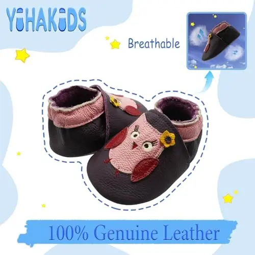 YIHAKIDS Baby First Walking Shoes Genuine Leather Baby Moccasins Soft Sole Slippers Crib Shoes Anti-Slip Booties for Boys Girls Infant Toddler - YIHAKIDS (1)