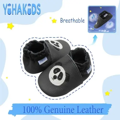 YIHAKIDS Baby First Walking Shoes Genuine Leather Baby Moccasins Soft Sole Slippers Crib Shoes Anti-Slip Booties for Boys Girls Infant Toddler - 2