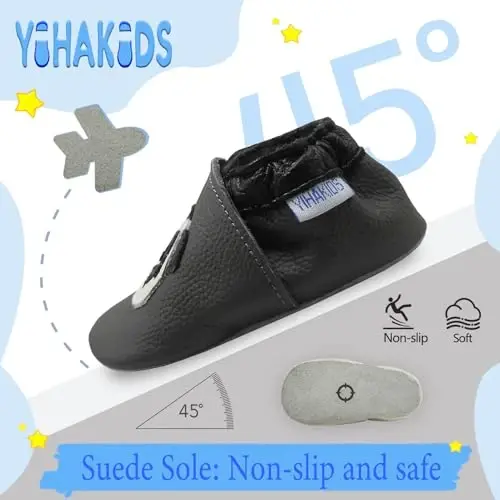 YIHAKIDS Baby First Walking Shoes Genuine Leather Baby Moccasins Soft Sole Slippers Crib Shoes Anti-Slip Booties for Boys Girls Infant Toddler - 3