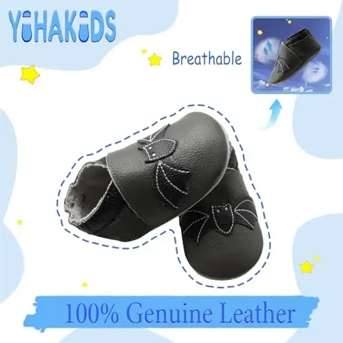 YIHAKIDS Baby First Walking Shoes Genuine Leather Baby Moccasins Soft Sole Slippers Crib Shoes Anti-Slip Booties for Boys Girls Infant Toddler - YIHAKIDS (1)