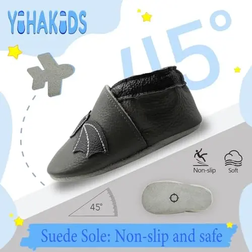 YIHAKIDS Baby First Walking Shoes Genuine Leather Baby Moccasins Soft Sole Slippers Crib Shoes Anti-Slip Booties for Boys Girls Infant Toddler - 3
