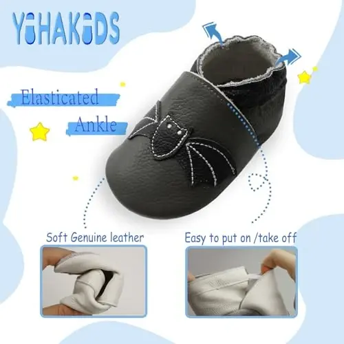 YIHAKIDS Baby First Walking Shoes Genuine Leather Baby Moccasins Soft Sole Slippers Crib Shoes Anti-Slip Booties for Boys Girls Infant Toddler - 4
