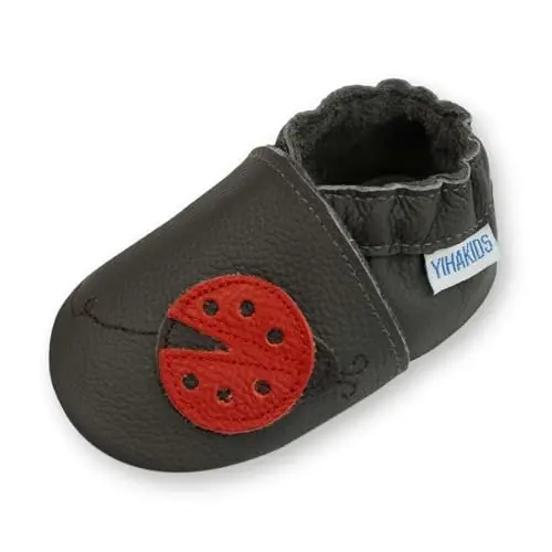 YIHAKIDS Baby First Walking Shoes Genuine Leather Baby Moccasins Soft Sole Slippers Crib Shoes Anti-Slip Booties for Boys Girls Infant Toddler 