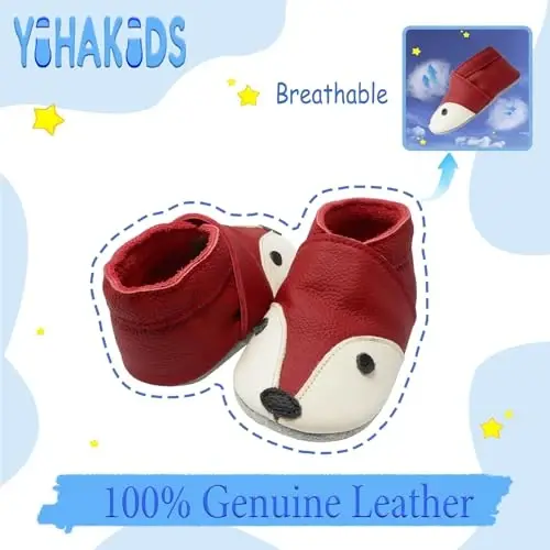 YIHAKIDS Baby First Walking Shoes Genuine Leather Baby Moccasins Soft Sole Slippers Crib Shoes Anti-Slip Booties for Boys Girls Infant Toddler - 2