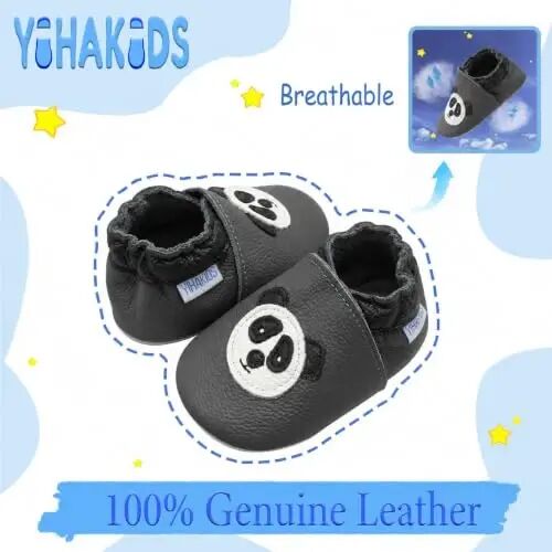 YIHAKIDS Baby Leather Moccasins Soft Sole Infant Toddler Shoes | Breathable genuine leather, non-slip suede sole, elastic ankle design, comfy fit for 0-24M babies, spot clean - 3