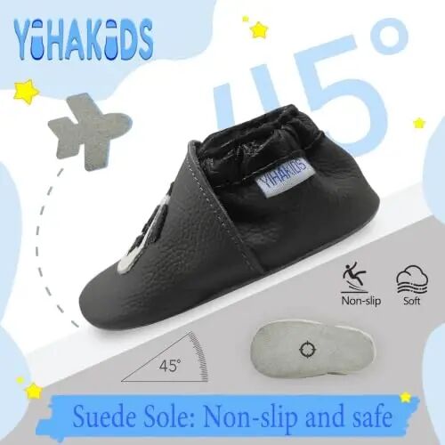 YIHAKIDS Baby Leather Moccasins Soft Sole Infant Toddler Shoes | Breathable genuine leather, non-slip suede sole, elastic ankle design, comfy fit for 0-24M babies, spot clean - 4