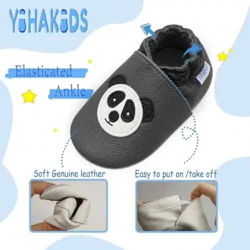 YIHAKIDS Baby Leather Moccasins Soft Sole Infant Toddler Shoes | Breathable genuine leather, non-slip suede sole, elastic ankle design, comfy fit for 0-24M babies, spot clean - 5