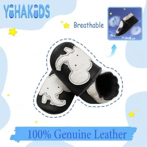 YIHAKIDS Baby Leather Moccasins Soft Sole Infant Toddler Shoes | Breathable genuine leather, non-slip suede sole, elastic ankle design, comfy fit for 0-24M babies, spot clean - 3
