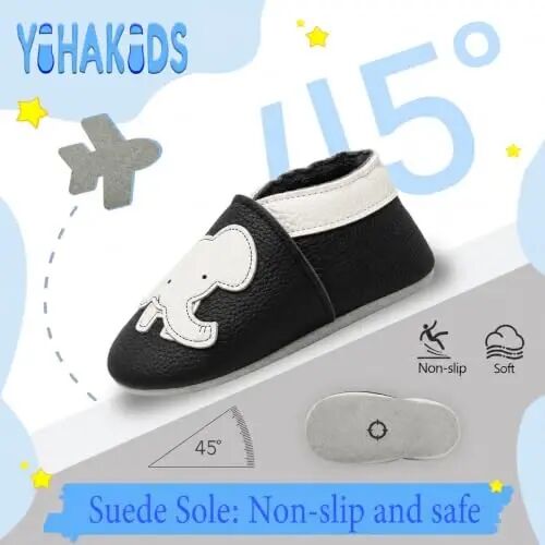 YIHAKIDS Baby Leather Moccasins Soft Sole Infant Toddler Shoes | Breathable genuine leather, non-slip suede sole, elastic ankle design, comfy fit for 0-24M babies, spot clean - 4