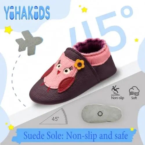 YIHAKIDS Baby Leather Moccasins Soft Sole Infant Toddler Shoes | Breathable genuine leather, non-slip suede sole, elastic ankle design, comfy fit for 0-24M babies, spot clean - 4