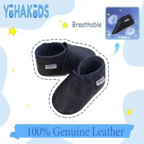 YIHAKIDS Baby Leather Shoes Soft Sole First Walking Moccasins Infants Toddler Boys Girls Crawling Slippers Slip-on Shoes Solid Color Shoes - YIHAKIDS (1)