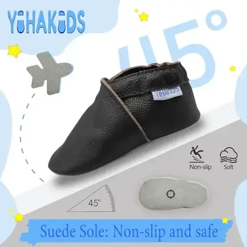 YIHAKIDS Baby Leather Shoes Soft Sole First Walking Moccasins Infants Toddler Boys Girls Crawling Slippers Slip-on Shoes Solid Color Shoes - 3