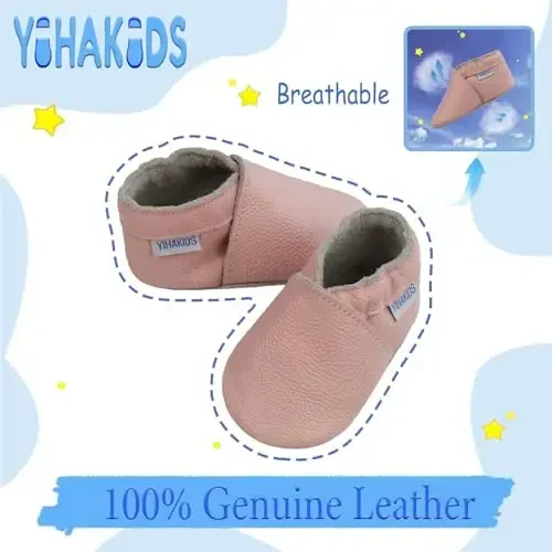 YIHAKIDS Baby Leather Shoes Soft Sole First Walking Moccasins Infants Toddler Boys Girls Crawling Slippers Slip-on Shoes Solid Color Shoes - YIHAKIDS (1)