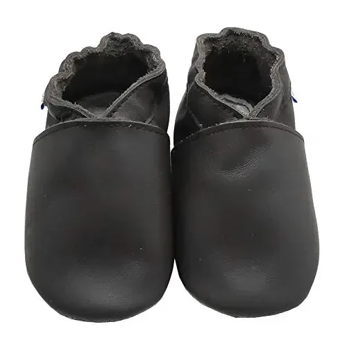 YIHAKIDS Baby Leather Shoes Soft Sole First Walking Moccasins Infants Toddler Boys Girls Crawling Slippers Slip-on Shoes Solid Color Shoes - 2