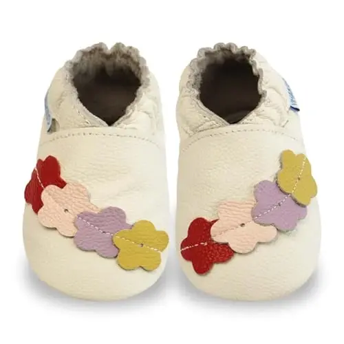 YIHAKIDS Baby Leather Shoes Soft Sole First Walking Moccasins Infants Toddler Boys Girls Crawling Slippers Slip-on Shoes with Elastic Ankle - 6