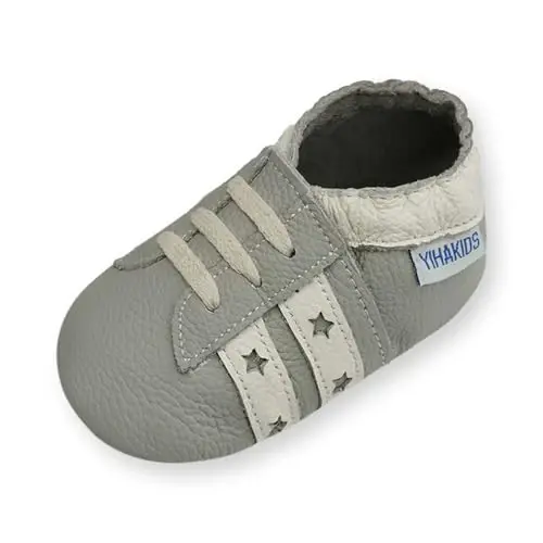 YIHAKIDS Baby Leather Shoes Soft Sole First Walking Moccasins Infants Toddler Boys Girls Crawling Slippers Slip-on Shoes with Elastic Ankle 