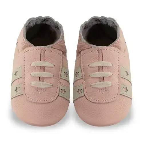 YIHAKIDS Baby Leather Shoes Soft Sole First Walking Moccasins Infants Toddler Boys Girls Crawling Slippers Slip-on Shoes with Elastic Ankle - 6