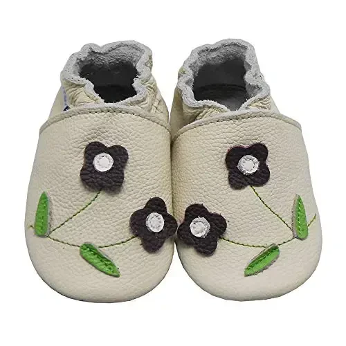 YIHAKIDS Baby Leather Shoes Soft Sole First Walking Moccasins Infants Toddler Boys Girls Crawling Slippers Slip-on Shoes with Elastic Ankle - 6