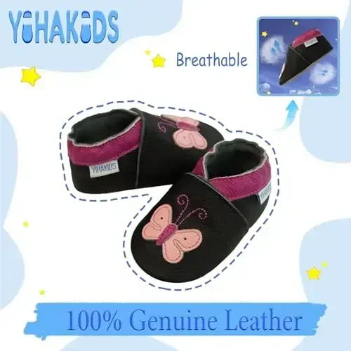 YIHAKIDS Baby Leather Shoes Soft Sole First Walking Moccasins Infants Toddler Boys Girls Crawling Slippers Slip-on Shoes with Elastic Ankle - YIHAKIDS (1)