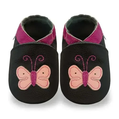 YIHAKIDS Baby Leather Shoes Soft Sole First Walking Moccasins Infants Toddler Boys Girls Crawling Slippers Slip-on Shoes with Elastic Ankle - 6