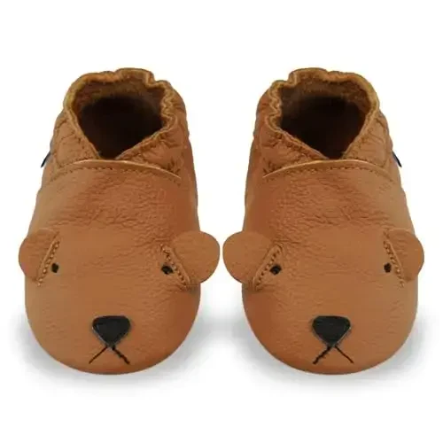 YIHAKIDS Baby Leather Shoes Soft Sole First Walking Moccasins Infants Toddler Boys Girls Crawling Slippers Slip-on Shoes with Elastic Ankle - 6