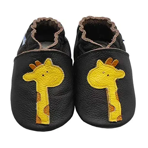 YIHAKIDS Baby Leather Shoes Soft Sole First Walking Moccasins Infants Toddler Boys Girls Crawling Slippers Slip-on Shoes with Elastic Ankle - 6