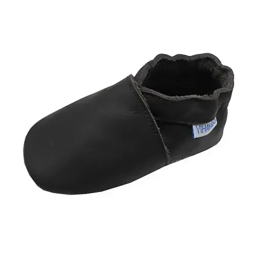 YIHAKIDS Baby Leather Shoes Soft Sole First Walking Moccasins Infants Toddler Boys Girls Crawling Slippers Slip-on Shoes Solid Color Shoes - 1