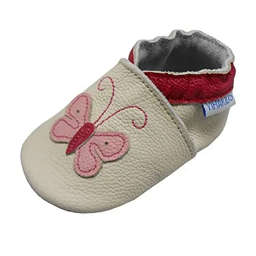 YIHAKIDS Baby Leather Shoes Soft Sole First Walking Moccasins Infants Toddler Boys Girls Crawling Slippers Slip-on Shoes with Elastic Ankle - 1
