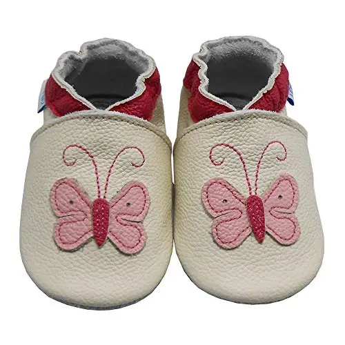 YIHAKIDS Baby Leather Shoes Soft Sole First Walking Moccasins Infants Toddler Boys Girls Crawling Slippers Slip-on Shoes with Elastic Ankle - 6
