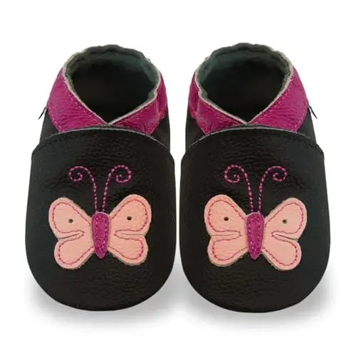 YIHAKIDS Baby Leather Shoes Soft Sole First Walking Moccasins Infants Toddler Boys Girls Crawling Slippers Slip-on Shoes with Elastic Ankle - 6