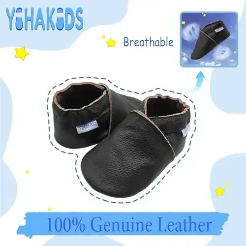 YIHAKIDS Baby Leather Shoes Soft Sole First Walking Moccasins Infants Toddler Boys Girls Crawling Slippers Slip-on Shoes Solid Color Shoes - 2