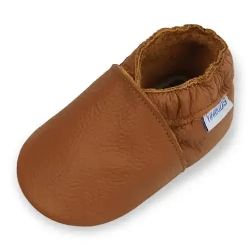 YIHAKIDS Baby Leather Shoes Soft Sole First Walking Moccasins Infants Toddler Boys Girls Crawling Slippers Slip-on Shoes Solid Color Shoes - 1