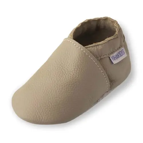 YIHAKIDS Baby Leather Shoes Soft Sole First Walking Moccasins Infants Toddler Boys Girls Crawling Slippers Slip-on Shoes Solid Color Shoes - 1