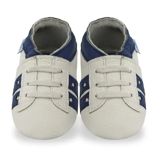 YIHAKIDS Baby Leather Shoes Soft Sole First Walking Moccasins Infants Toddler Boys Girls Crawling Slippers Slip-on Shoes with Elastic Ankle - 6